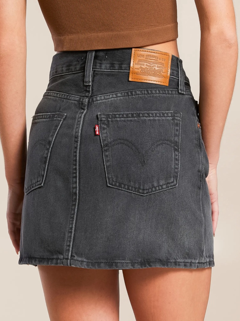 Levi's Premium Icon Charcoal Black Denim Mini Skirt